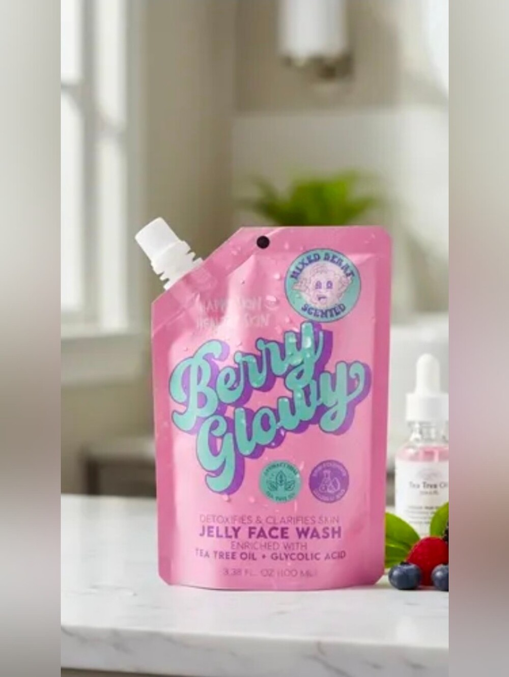 Berry Glowy Jelly Face Wash – Tea Tree Oil + Glycolic Acid 3.38fl Oz
